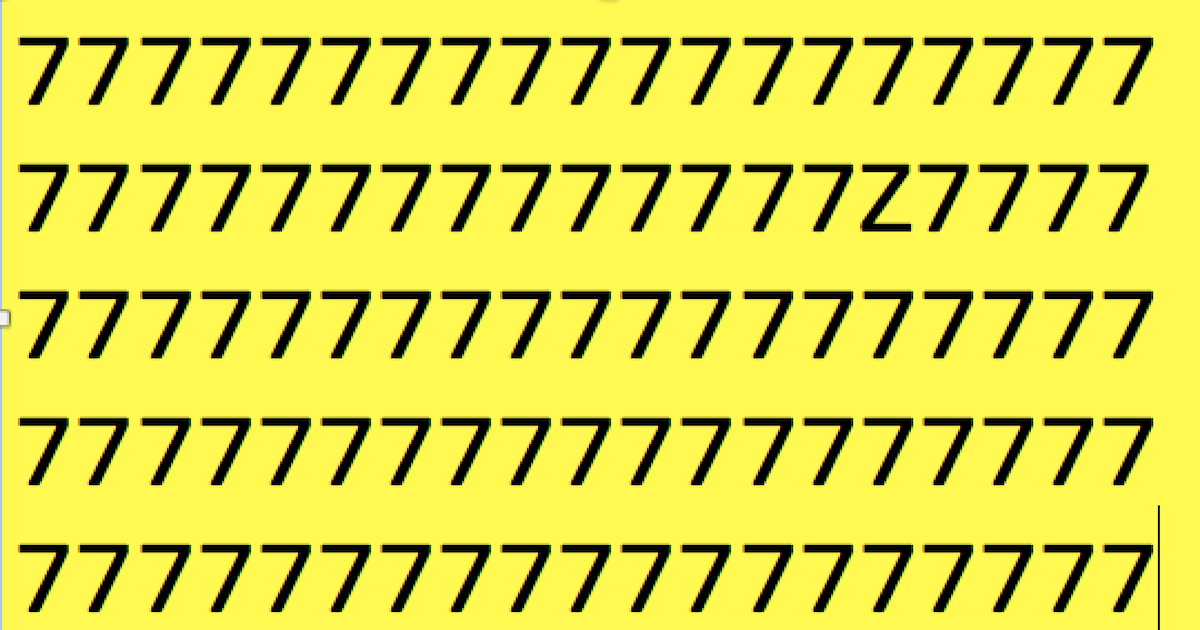 One of the '7s' in this image has decided to rebel and become a letter – can you find the traitor?