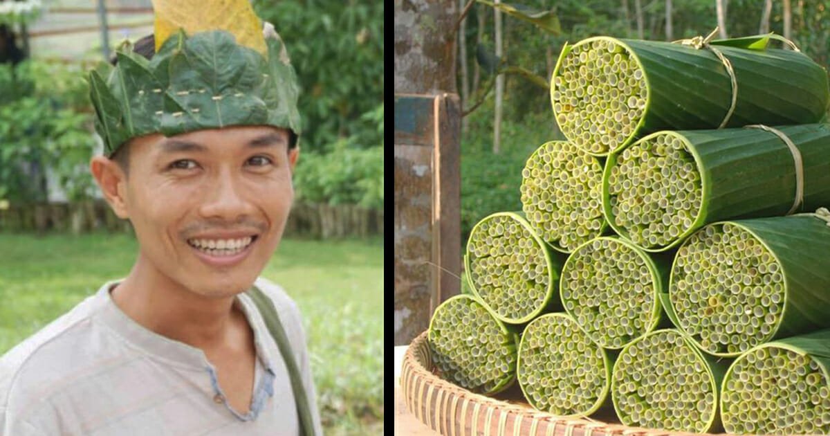 Vietnamese man makes biodegradable straws from wild grass to solve the world's plastic problem