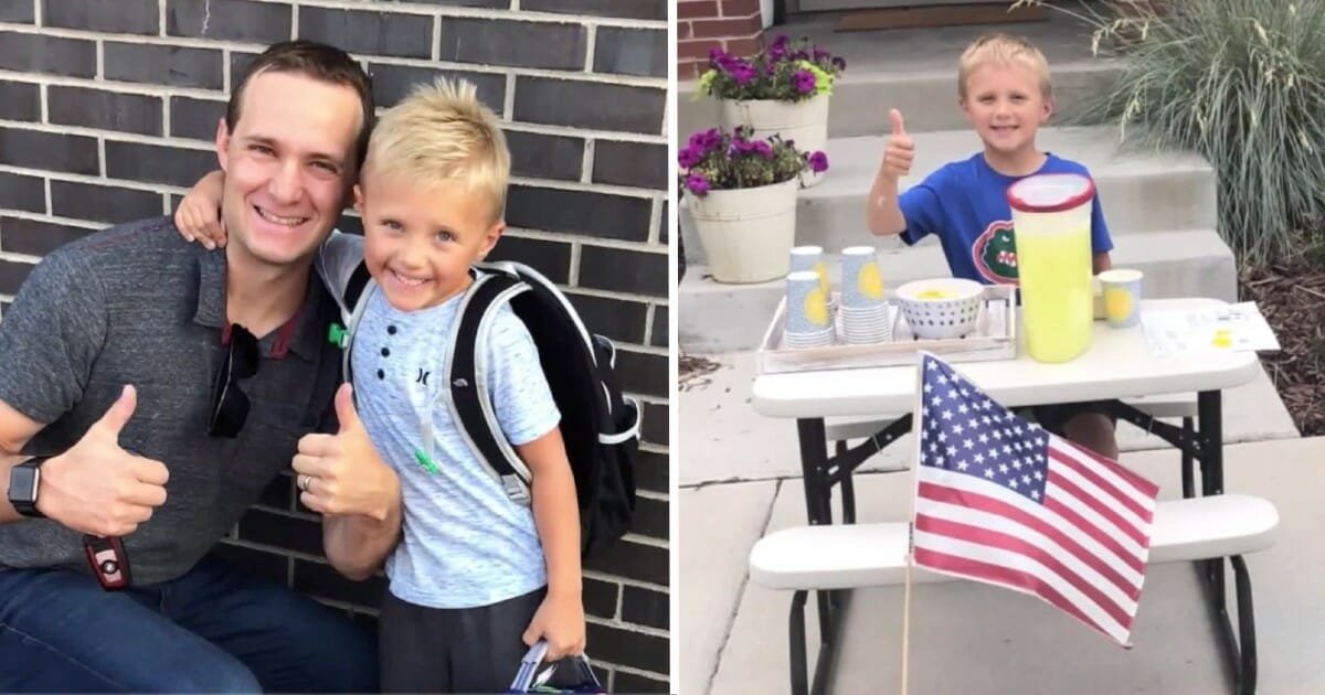 6-year-old fulfills promise to late dad–sets up lemonade stand to earn money for 'date night' with mom