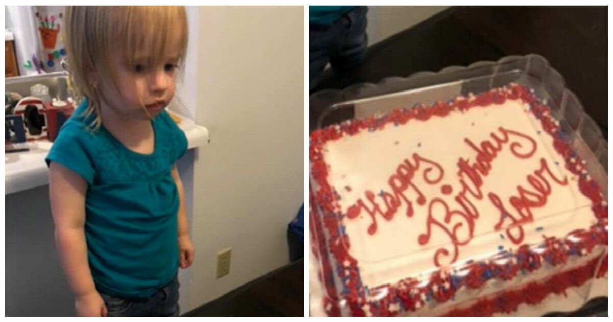 'Happy birthday, loser': Little girl's birthday cake goes hilariously wrong, and her reaction is perfect