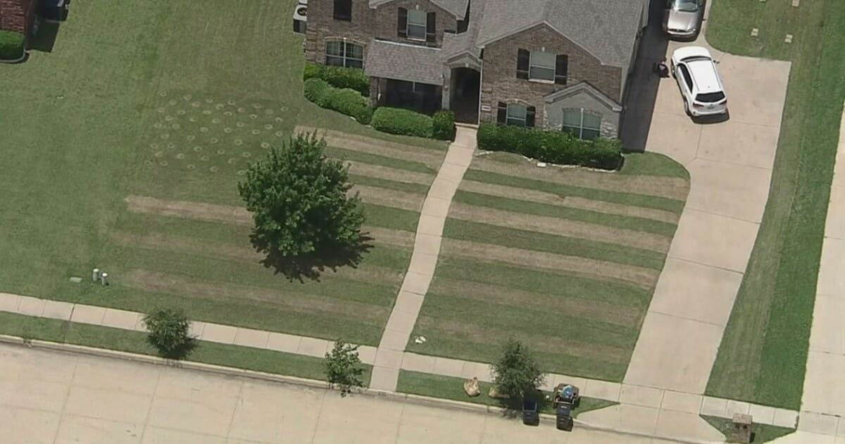 Teen spends 4 hours mowing a giant American flag into front yard to honor fallen soldier