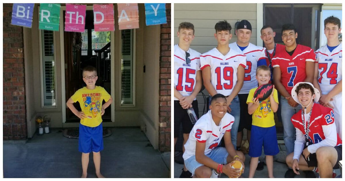 When classmates don't show up at autistic boy's 9th birthday party, a local football team steps in to make his day
