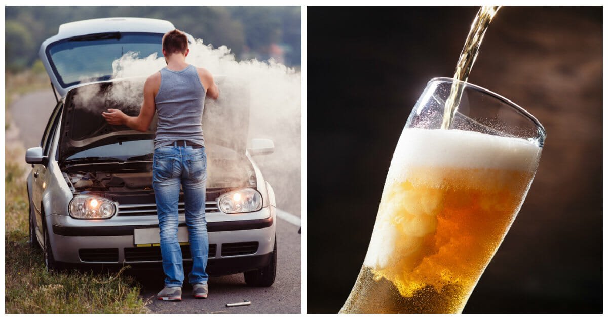BEER SAVES THE DAY: Man puts out car's engine fire by pouring case of beer
