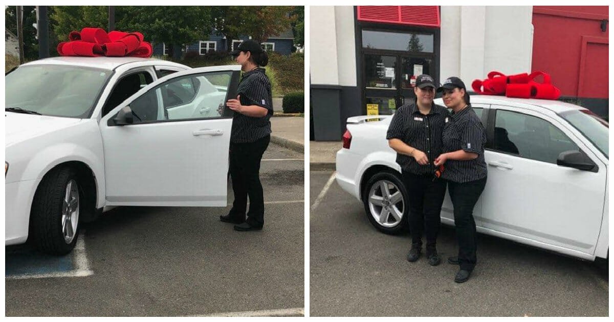 Struggling single mom walks three miles to work every day, so her co-workers surprise her with a car