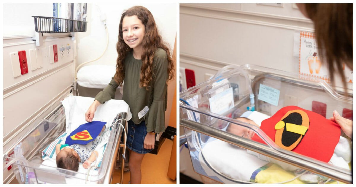 Teen handcrafts 125 superhero capes so premature babies have Halloween costumes