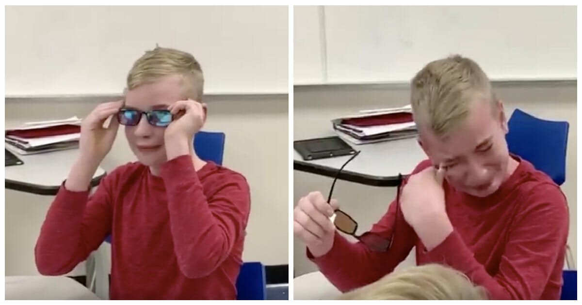 Boy breaks down in tears when principal lets him see colors for the first time