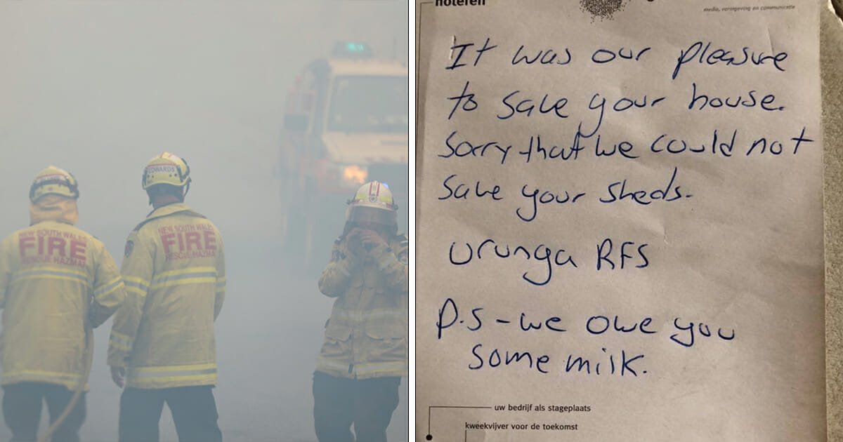 Firefighters who saved house from fire leave milk apology note that goes viral
