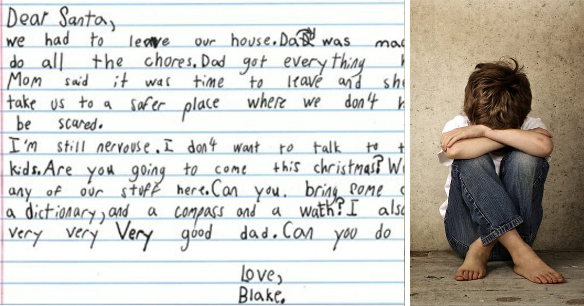 7-year-old living in domestic violence shelter asks Santa for books and a "very good dad"