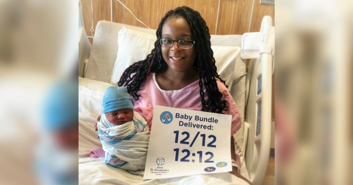 Baby arrives early at 12:12 a.m. on December 12, just in time for the last full moon of the decade