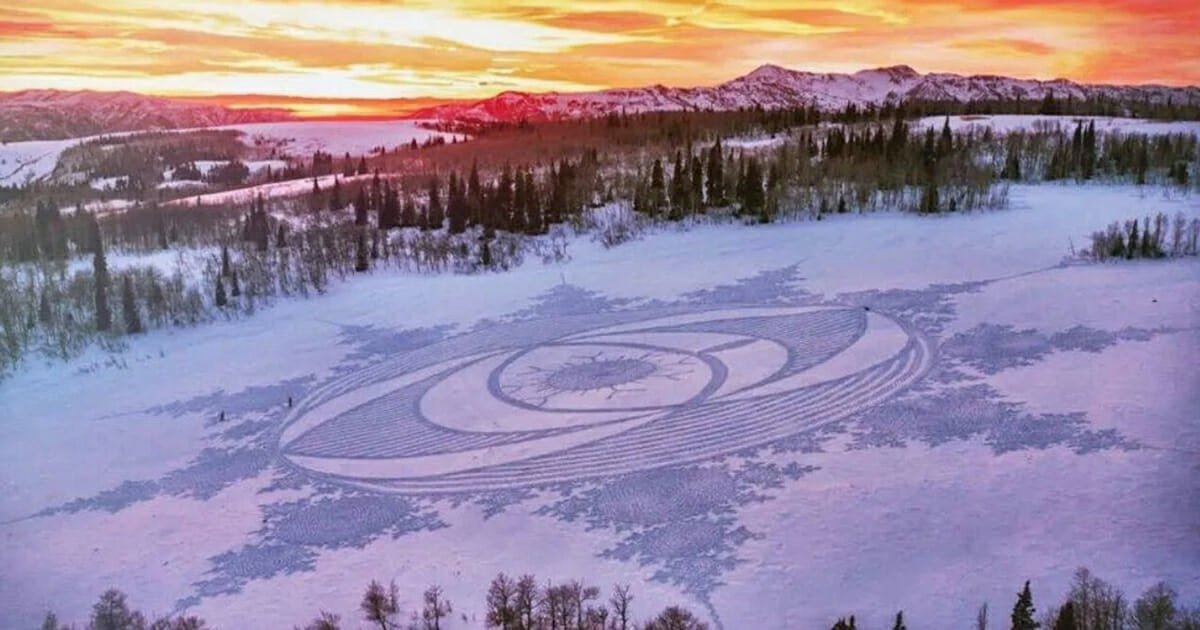 60-year-old man creates jaw-dropping art by running around 25 miles in freshly laid snow