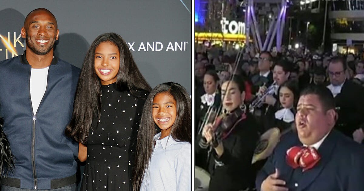Kobe Bryant honored by mariachi performers playing emotional "Amor Eterno" outside Staples Center
