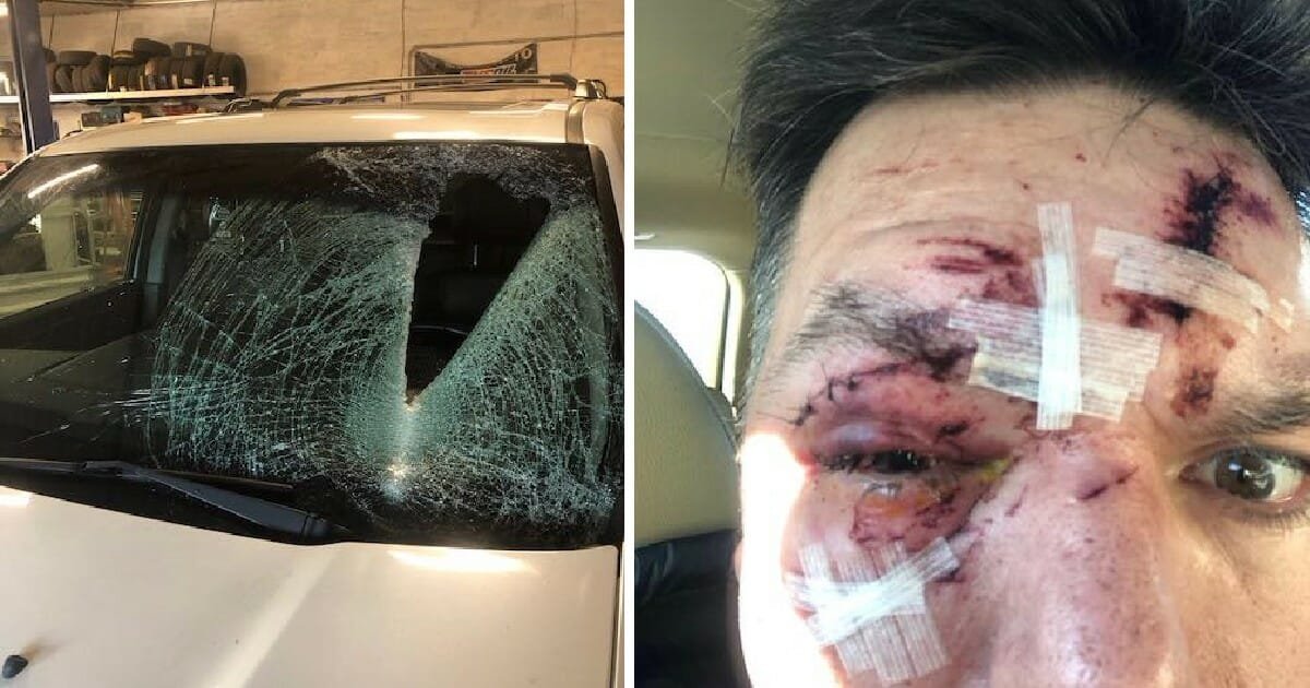 Man issues plea to drivers after flying ice crashes through his windshield