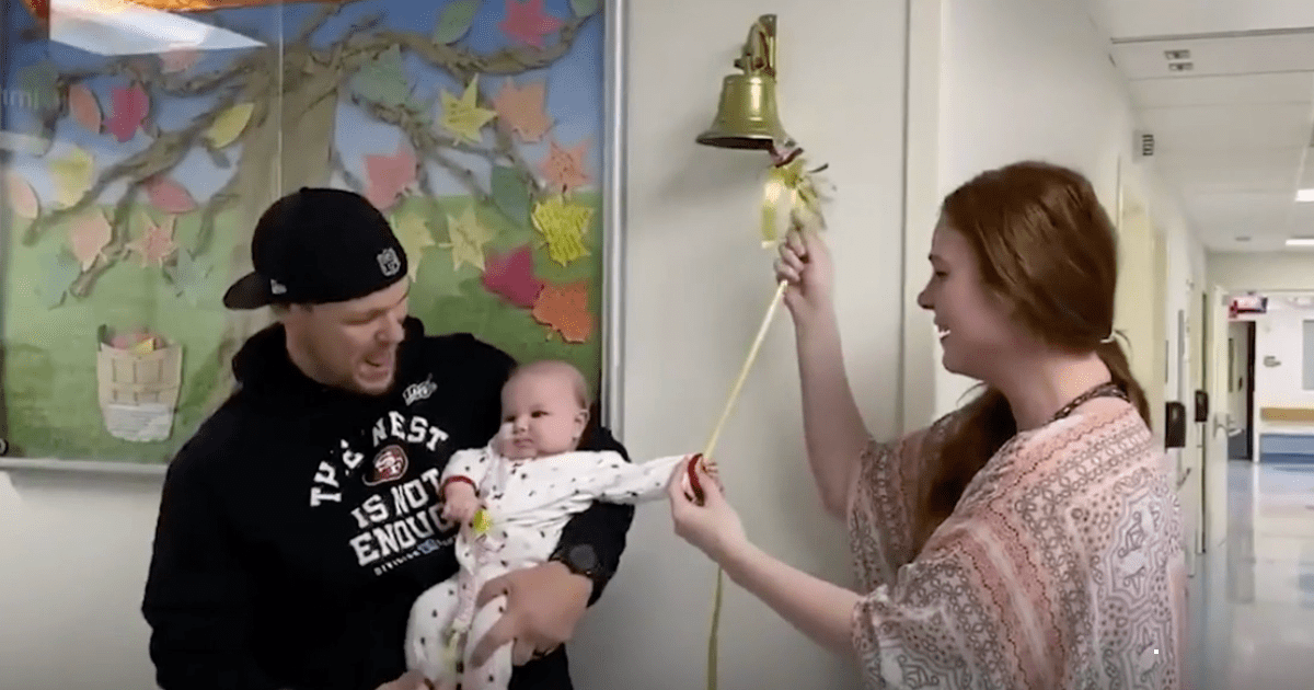 Mom rings bell to celebrate infant beating brain cancer - 'We're so grateful for everything you've done'