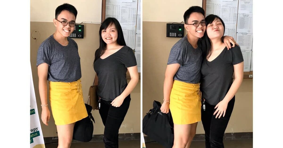 Brother wears sister's skirt so she could take college entrance exam